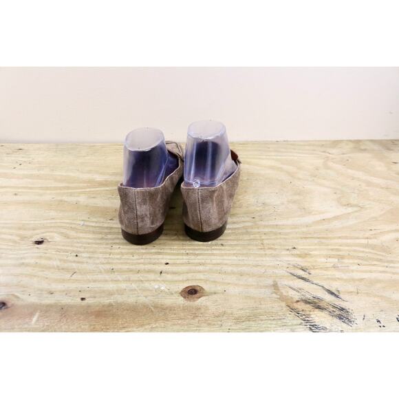 Tory Burch Loafers 7.5M Brown Distressed Suede Leather Metal Miller - Picture 3 of 7